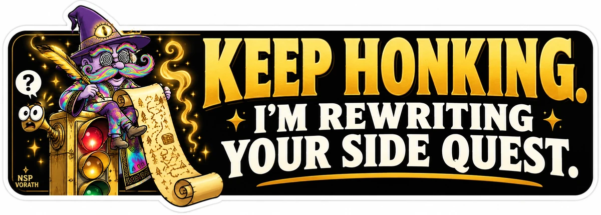 KEEP HONKING. I'M REWRITING YOUR SIDE QUEST.