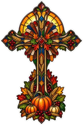 Stained Glass Thanksgiving Crucifix