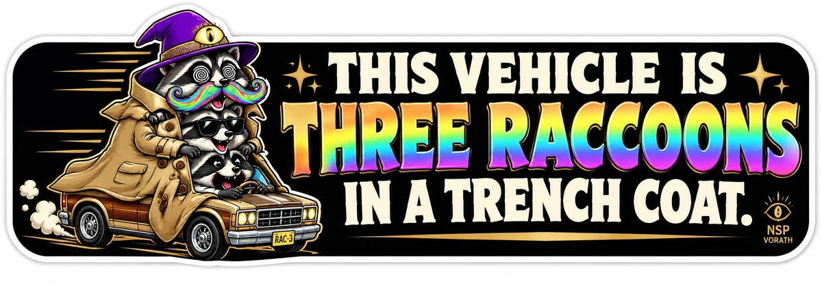 THIS VEHICLE IS THREE RACCOONS IN A TRENCH COAT.