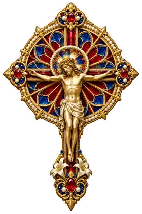 Ruby Rose Window Crucifix
