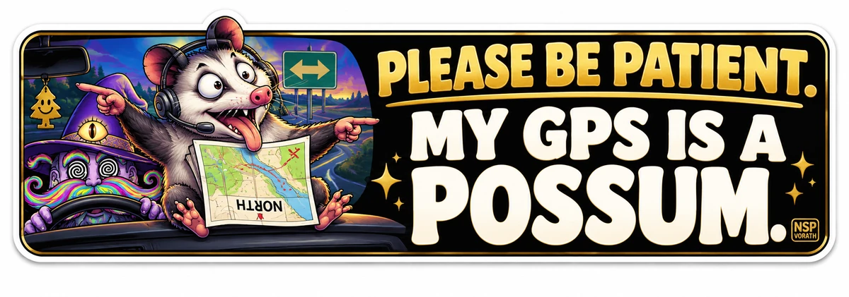 PLEASE BE PATIENT. MY GPS IS A POSSUM.