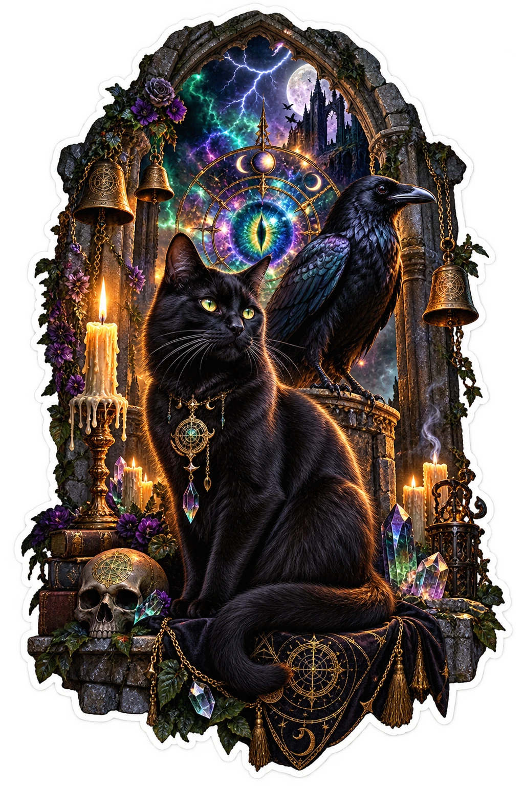 Raven Pact Cat die-cut sticker