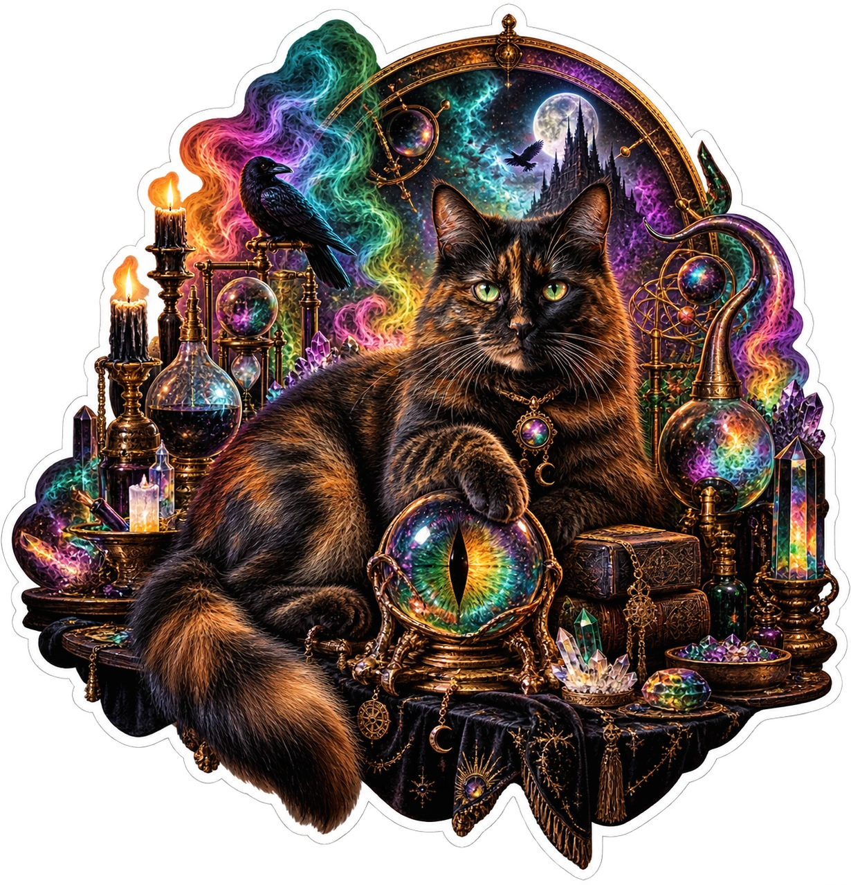 Alchemist Laboratory Cat die-cut sticker