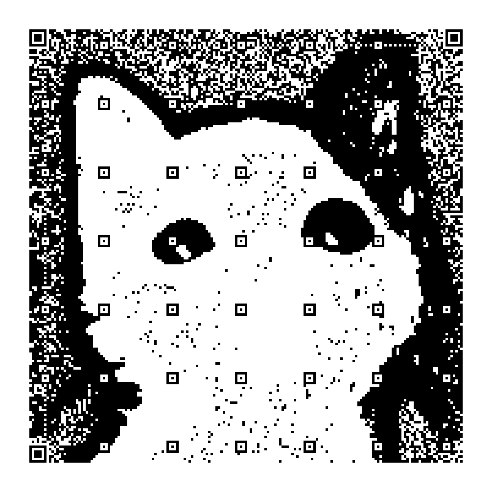 qr code with a pattern that looks like a cat