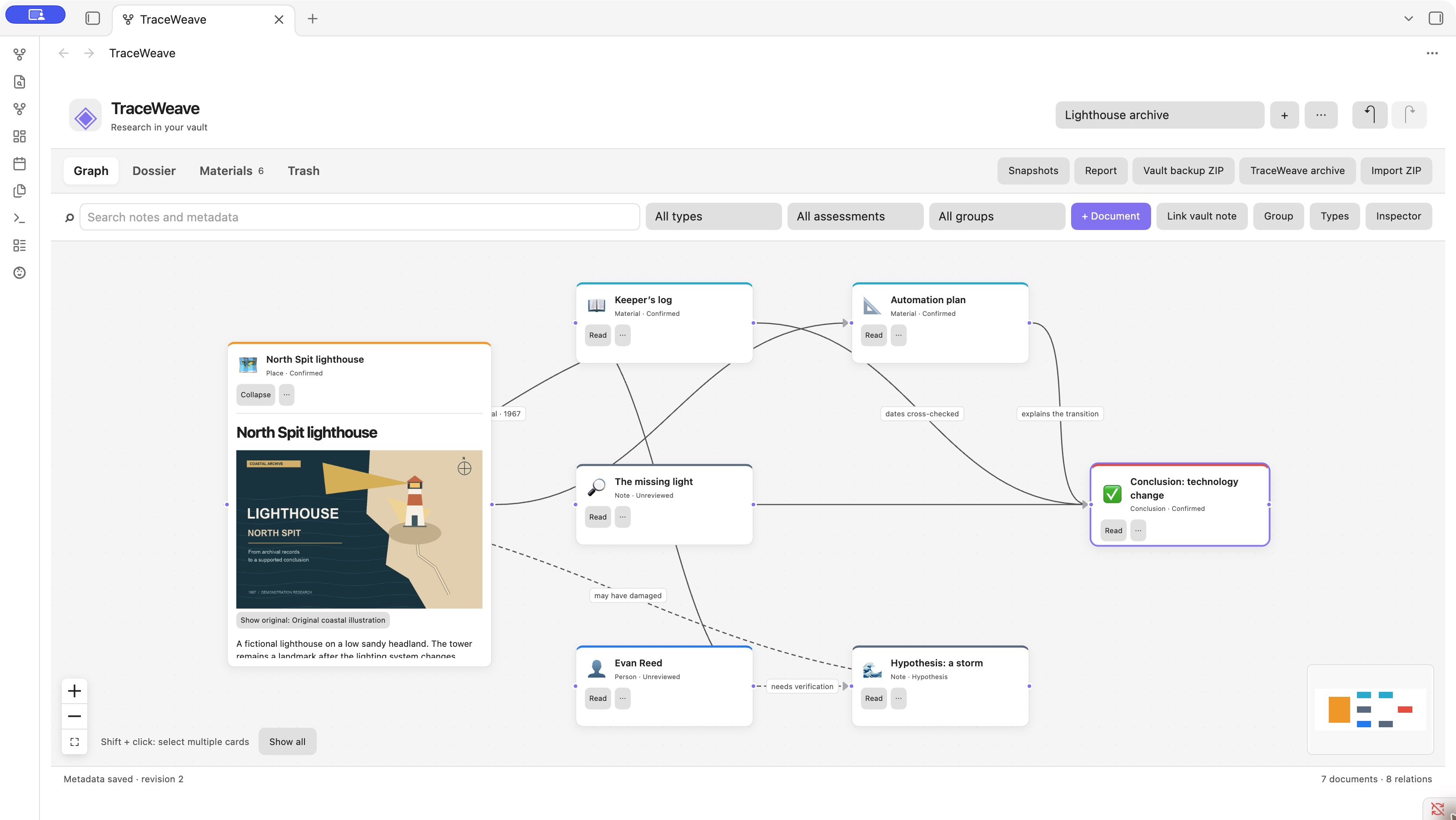 Research graph with English demonstration content in the light theme