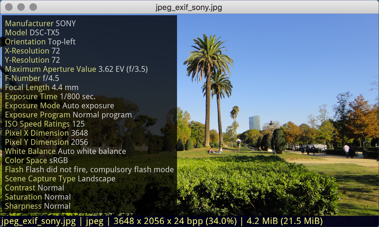 Simple Viewer GL on macOS with EXIF