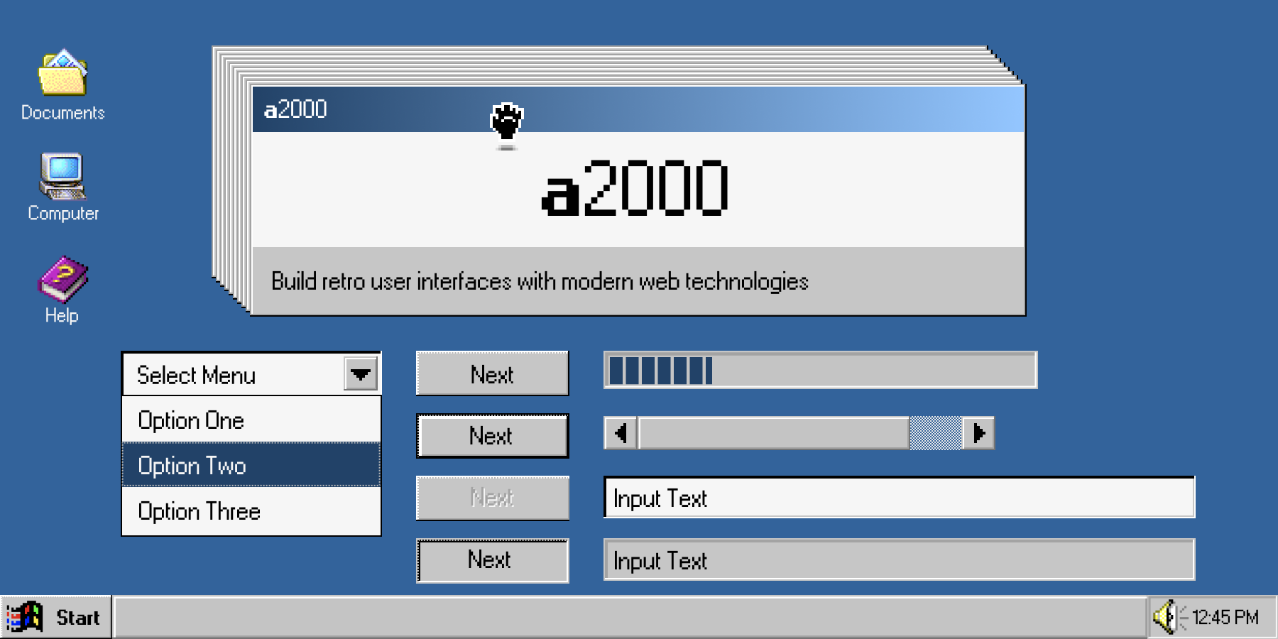 Cover Andricos2000. Build retro user interfaces with modern web technologies