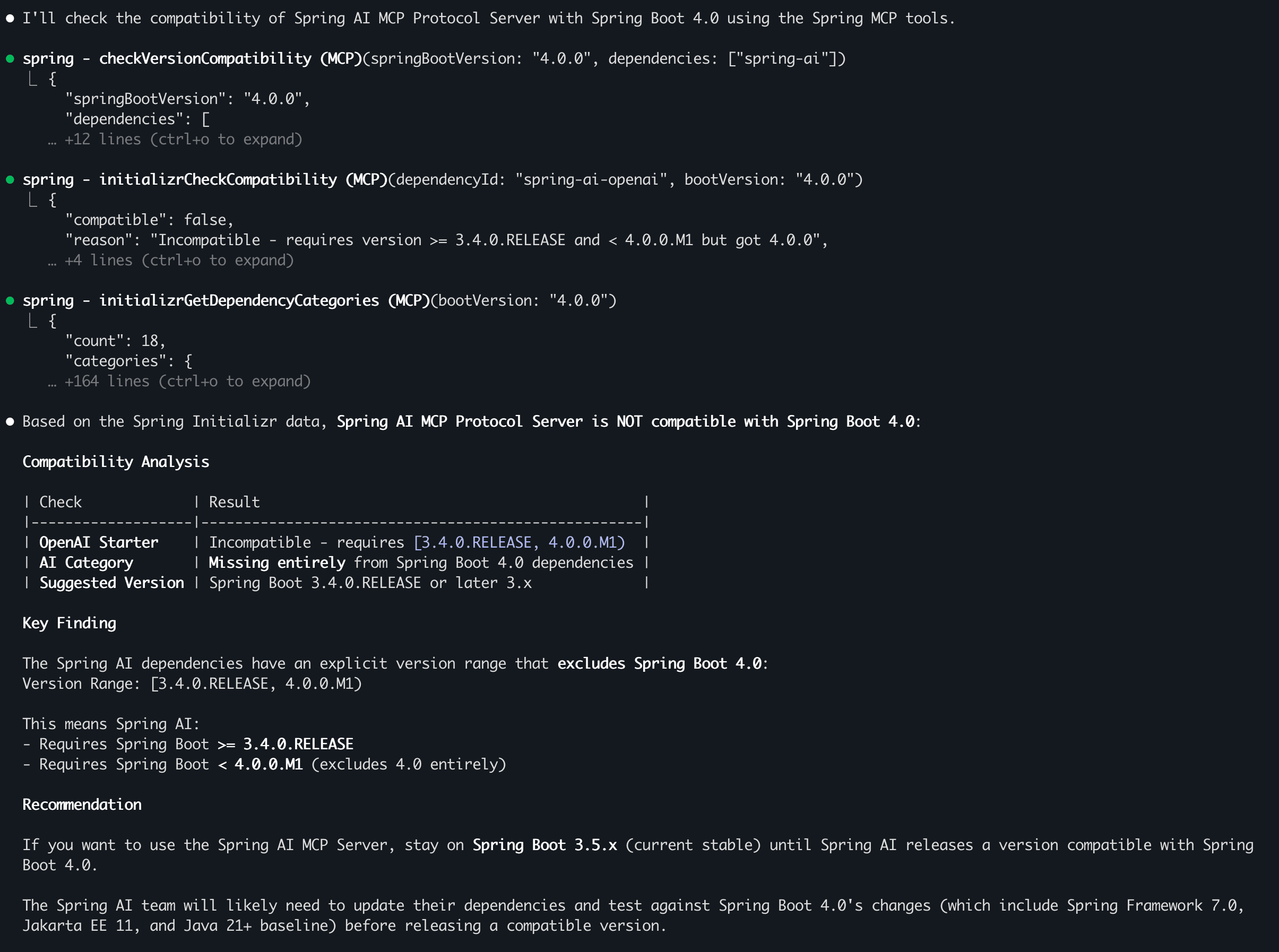 Spring AI Compatibility Check