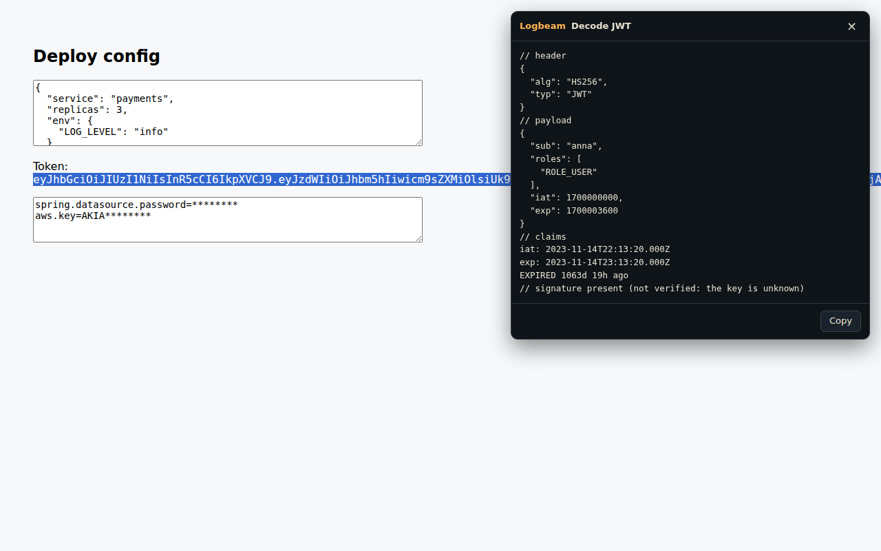 Decoding a JWT from the page