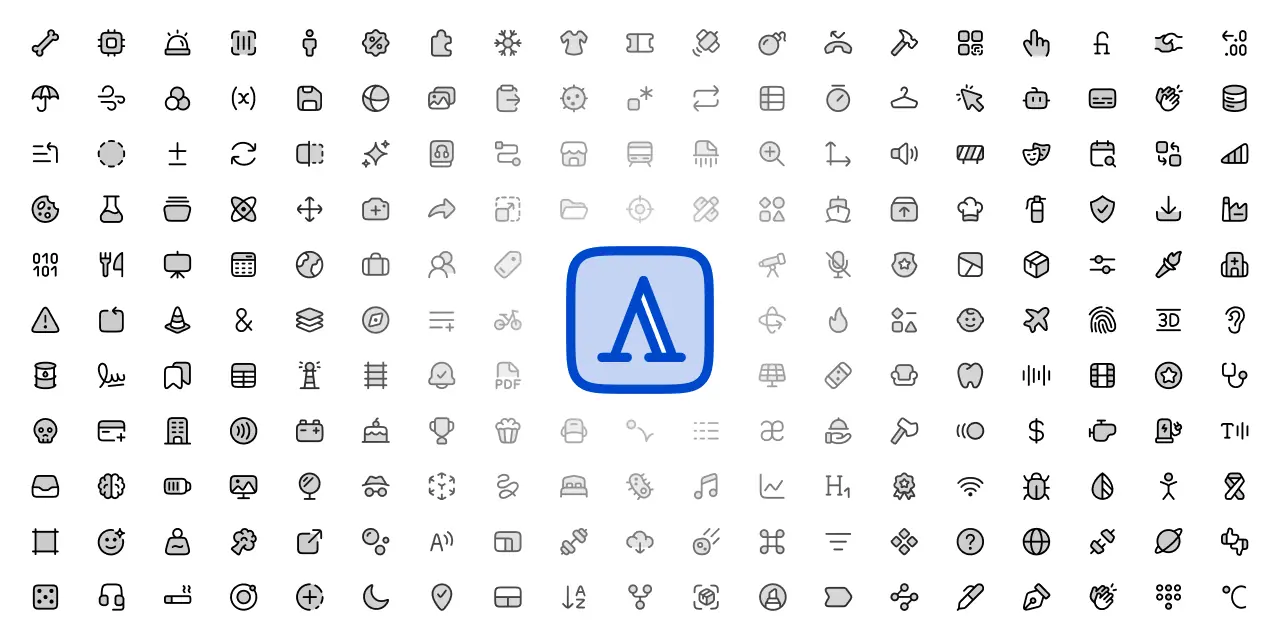 Icons banner with logo in the center