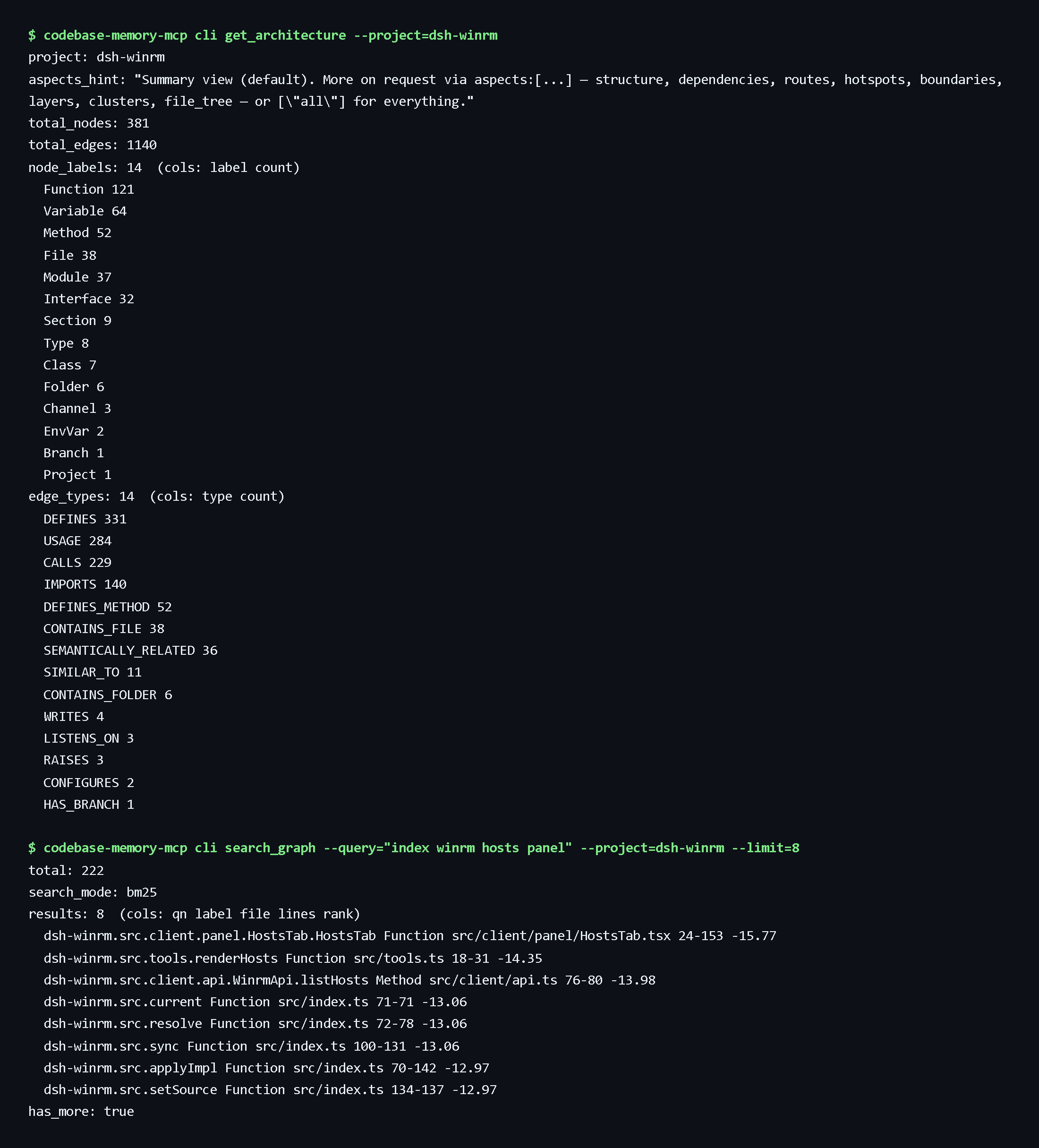 dsh-codebase-memory screenshot