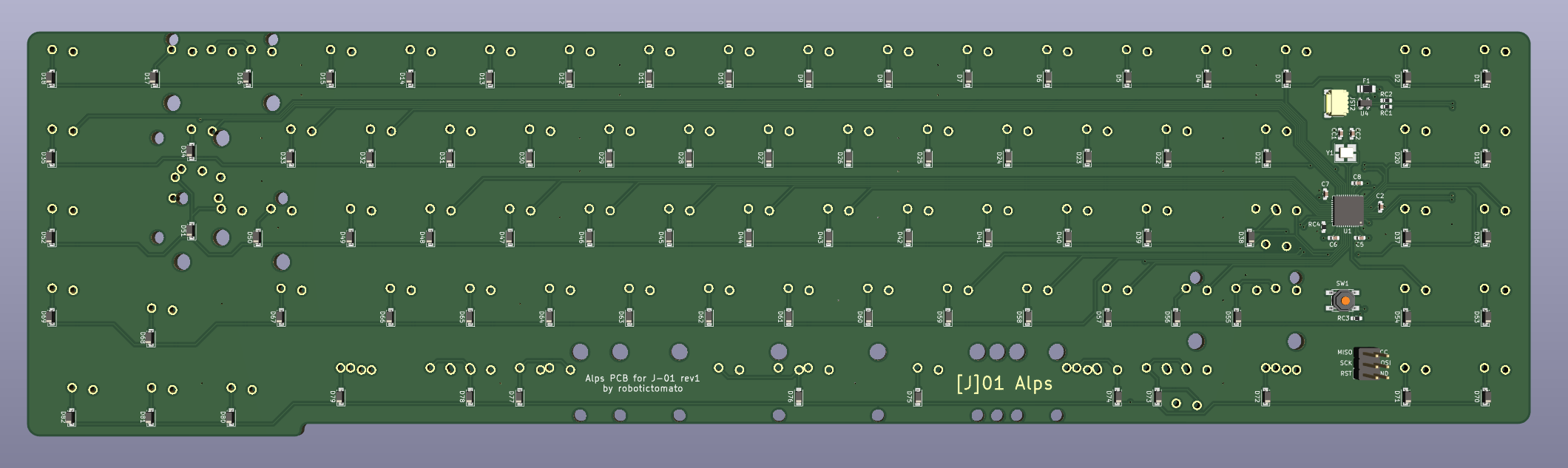 Render of back of J-01 Alps PCB