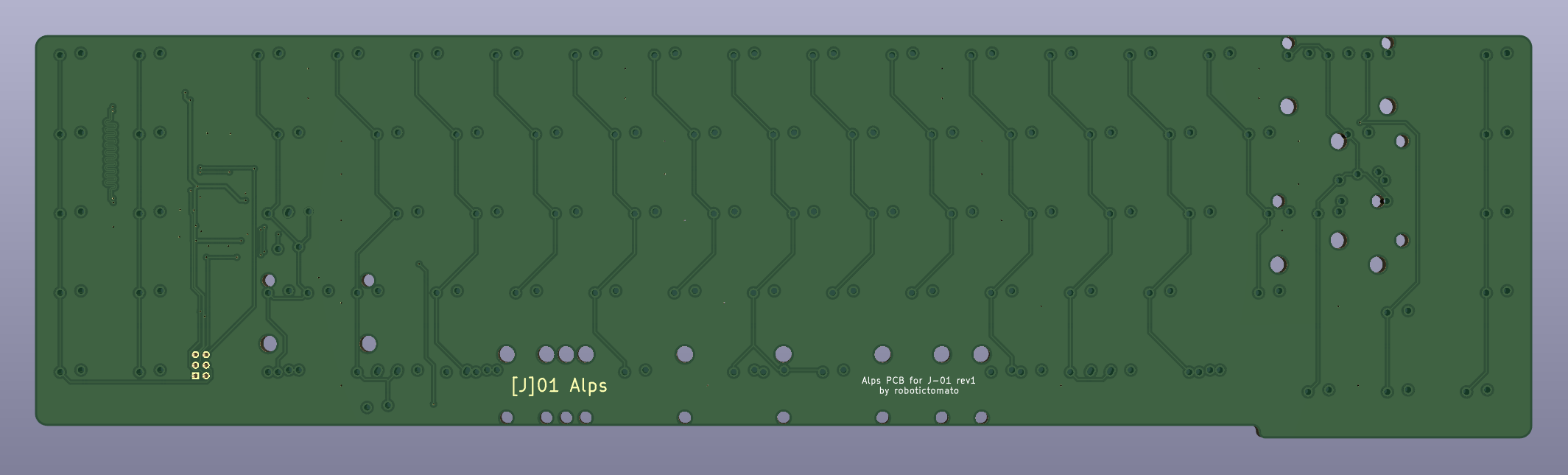 Render of front of J-01 Alps PCB