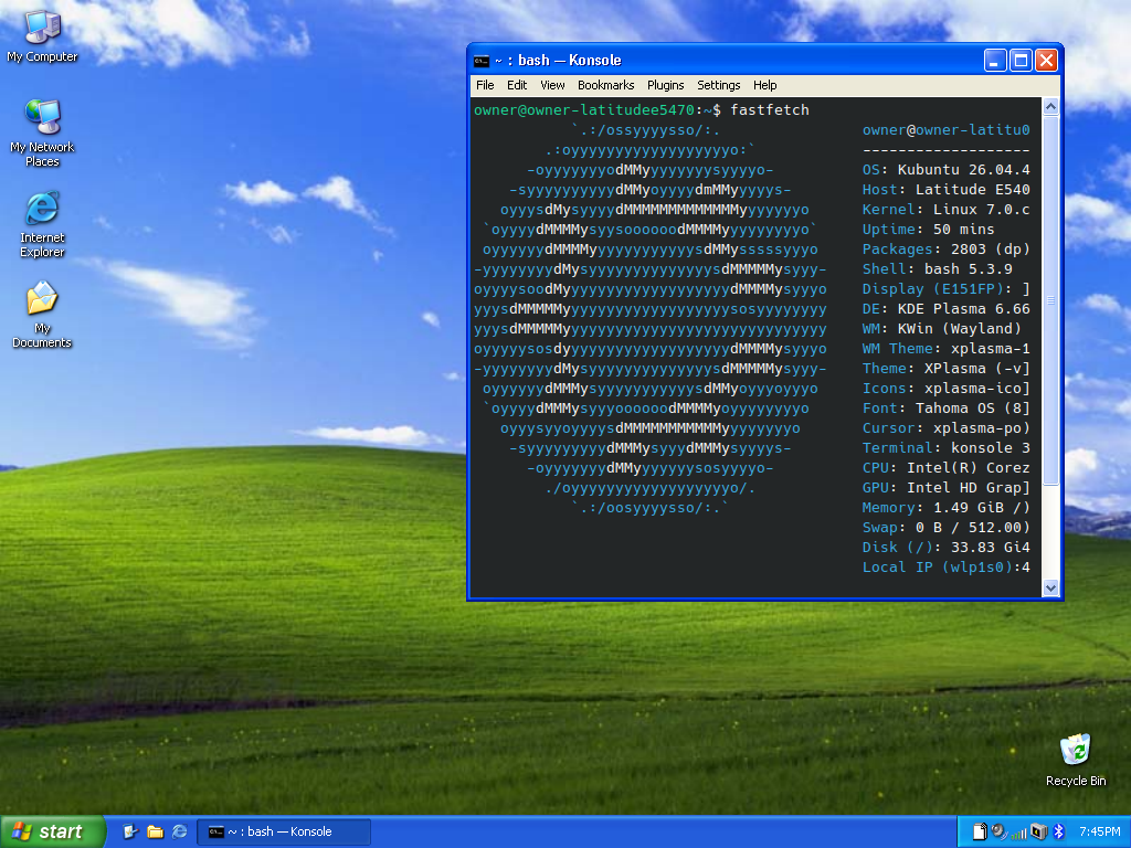 The default XP desktop on Kubuntu
