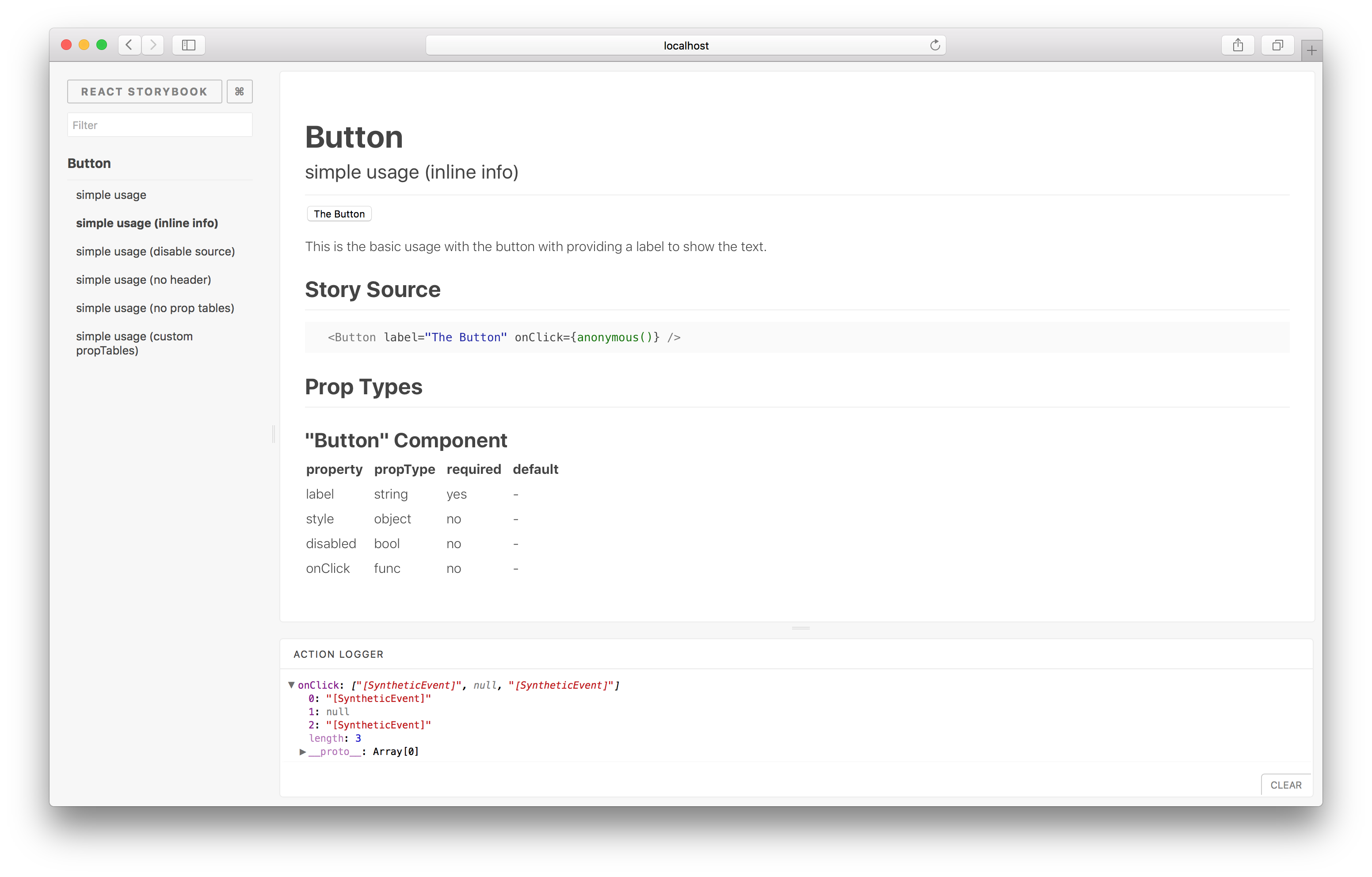 React Storybook Screenshot