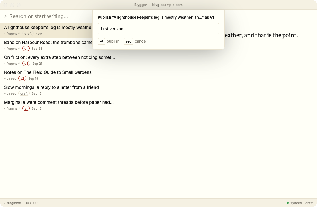 Publish sheet