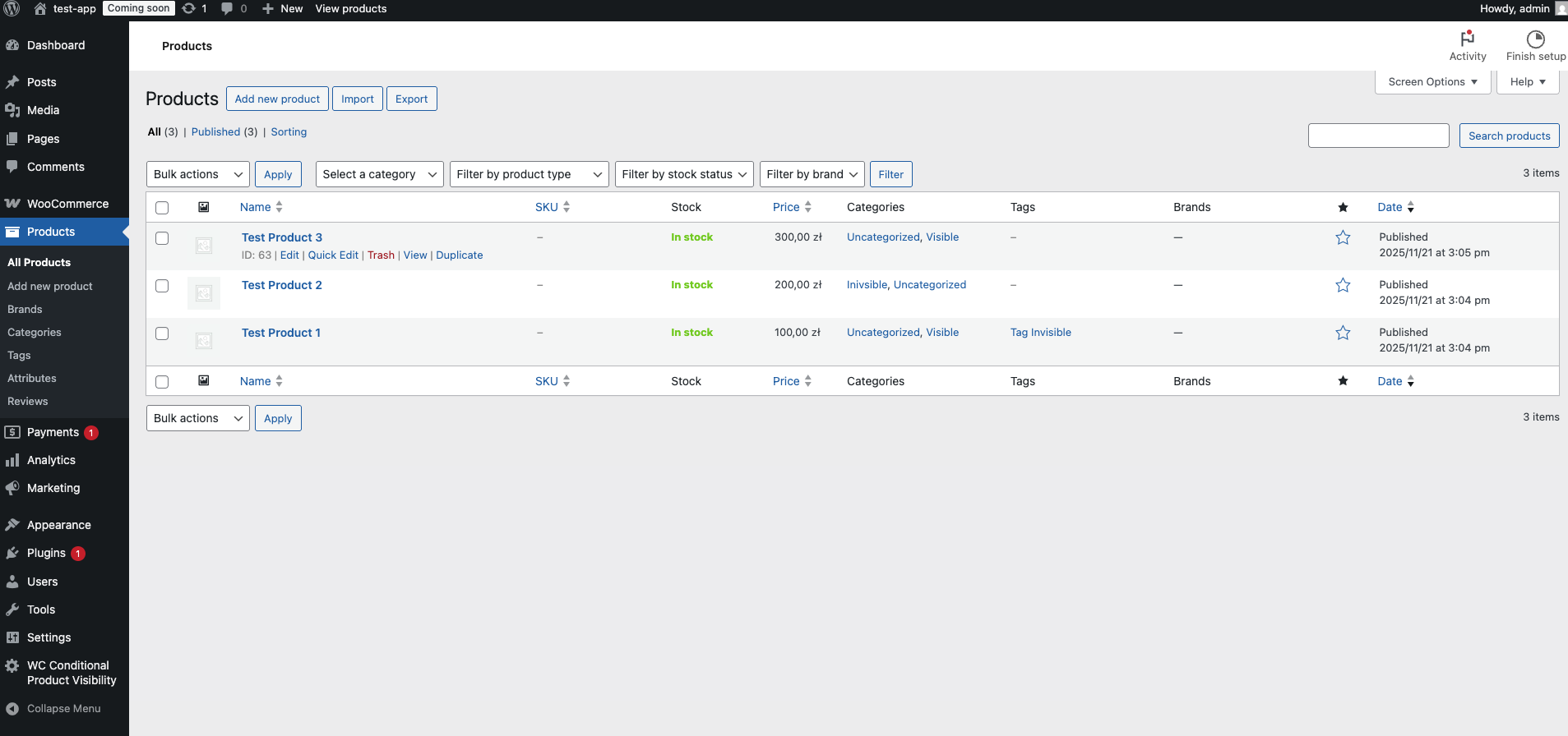 WC Conditional Product Visibility Product List WC Conditional Product Visibility Product List