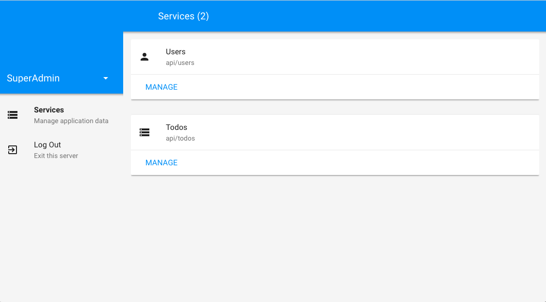 Screenshot of admin panel