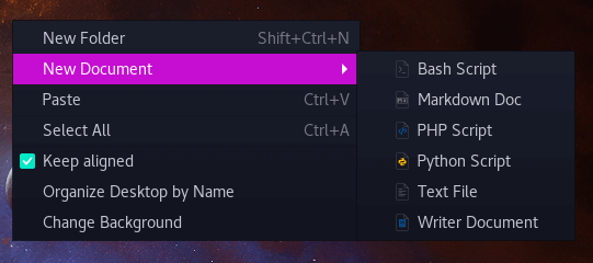 nautilus new file context menu - after
