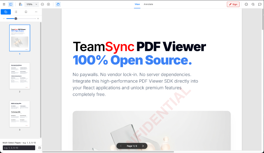TeamSync PDF Viewer UI