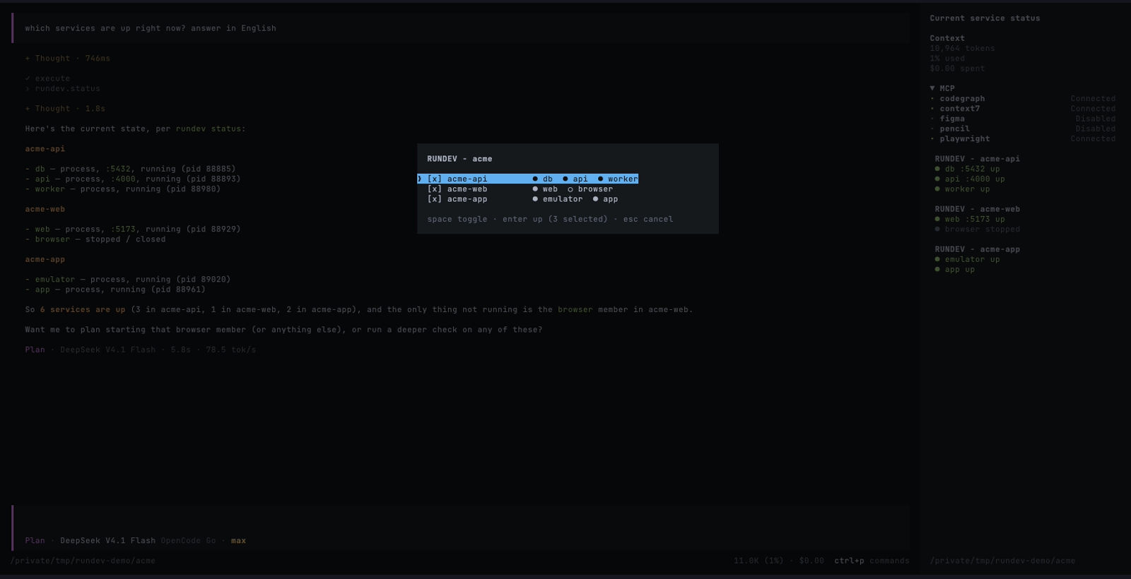 rundev in action
