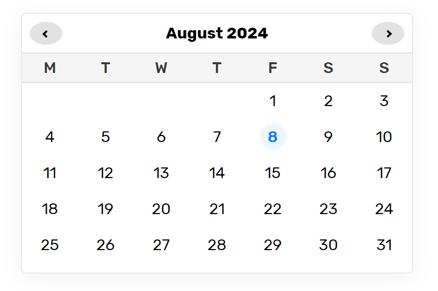 Angular Modern Calendar