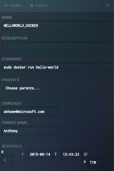 Image of setting up docker application in Marathon