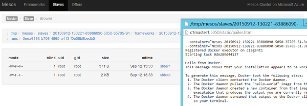 Image of docker hello world using Swarm