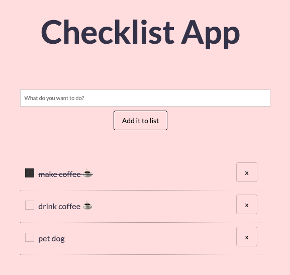 checklist app screen