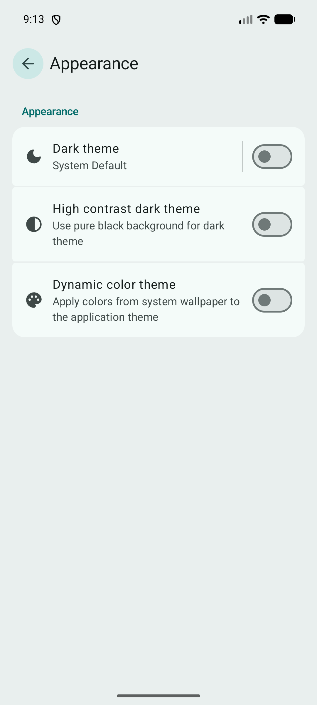 Appearance settings