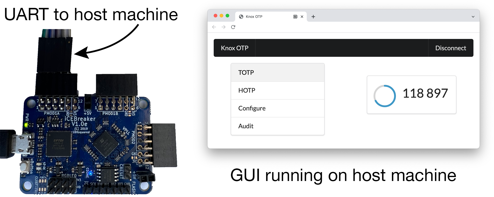 TOTP token demo, running on iCEBreaker FPGA