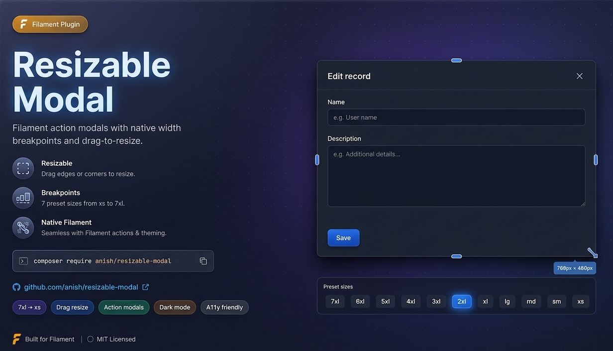 Resizable Modal cover