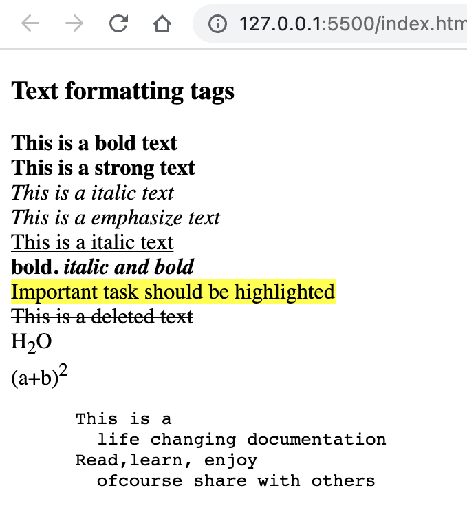 text formatting