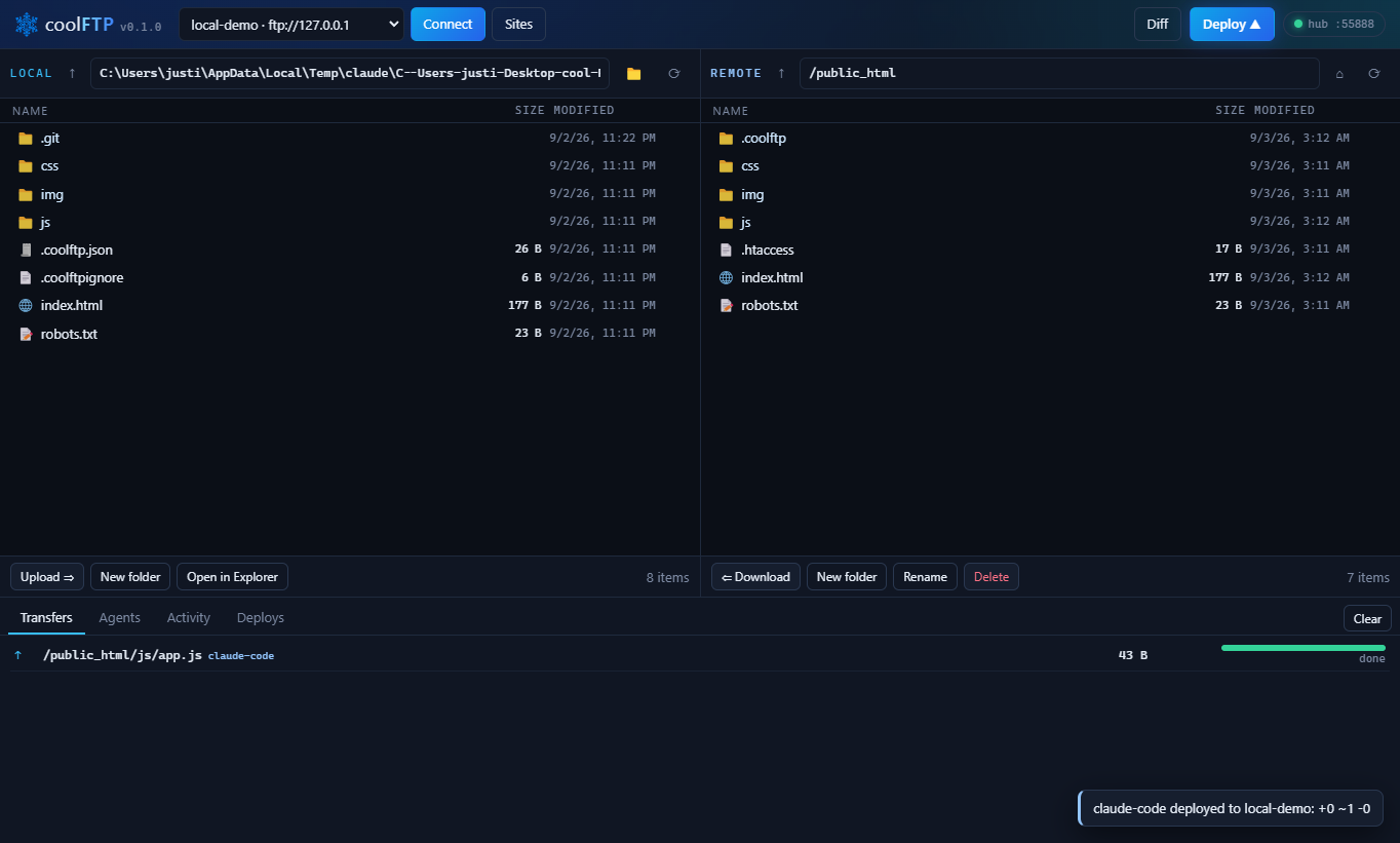 coolFTP after an agent deploy