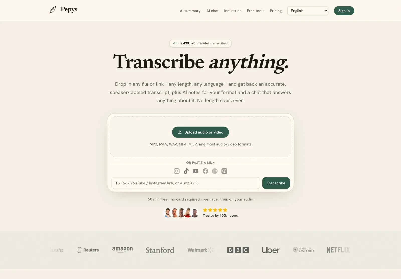 Pepys – transcribe anything