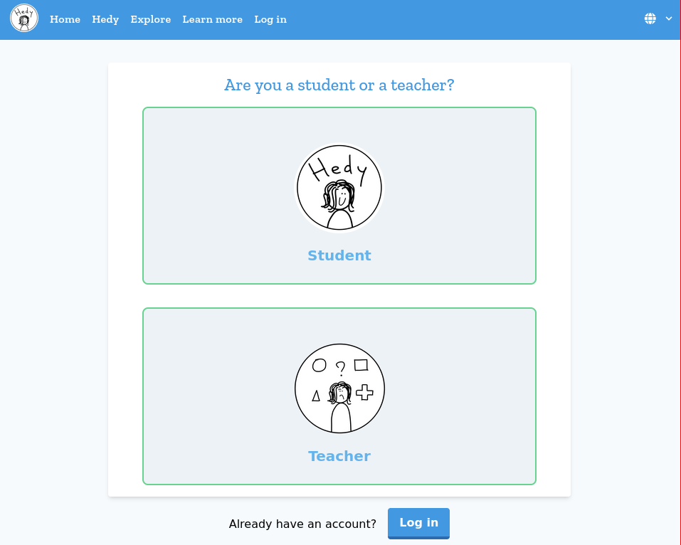 Hedy question: student or teacher