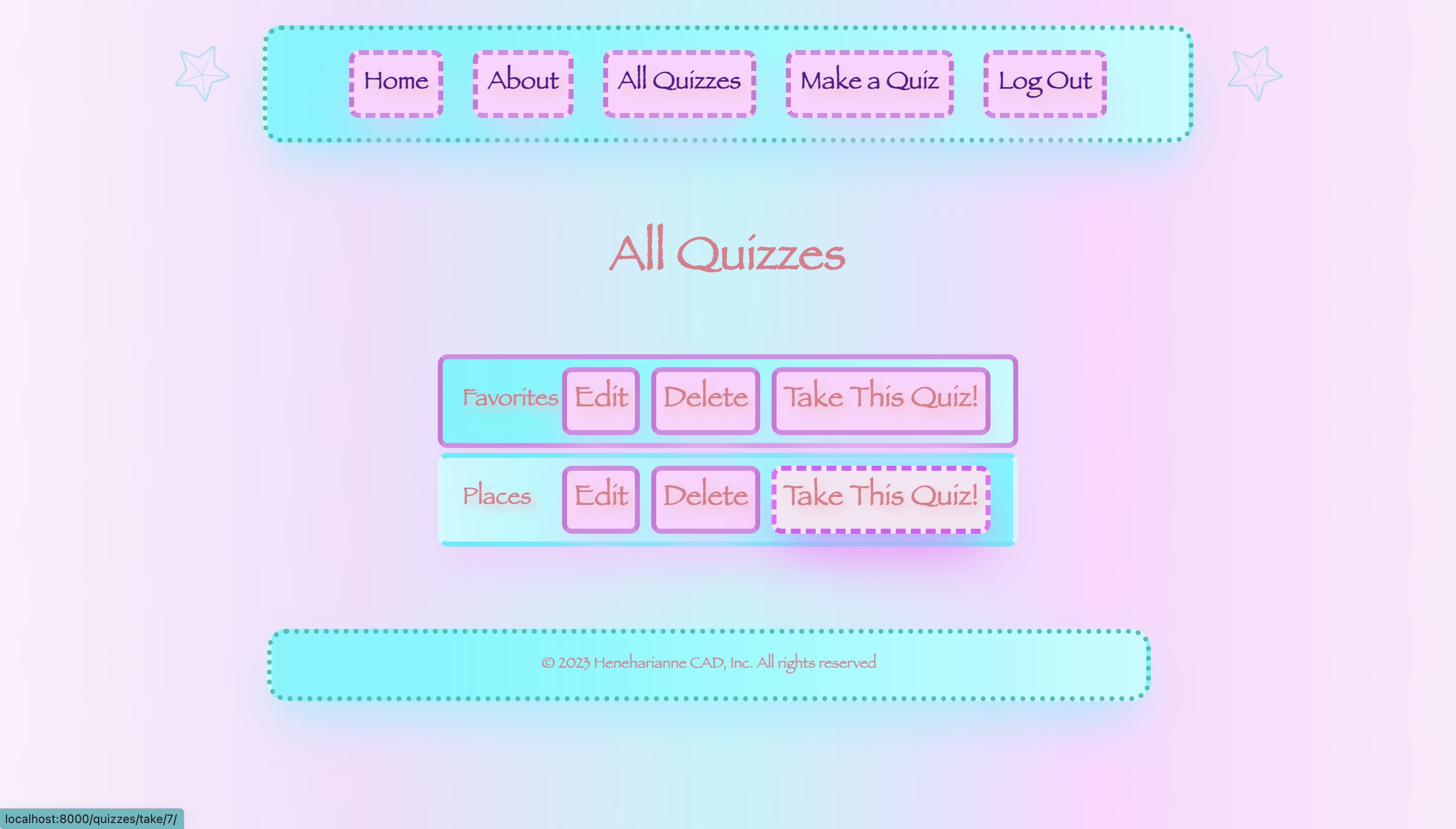 All Quizzes Page