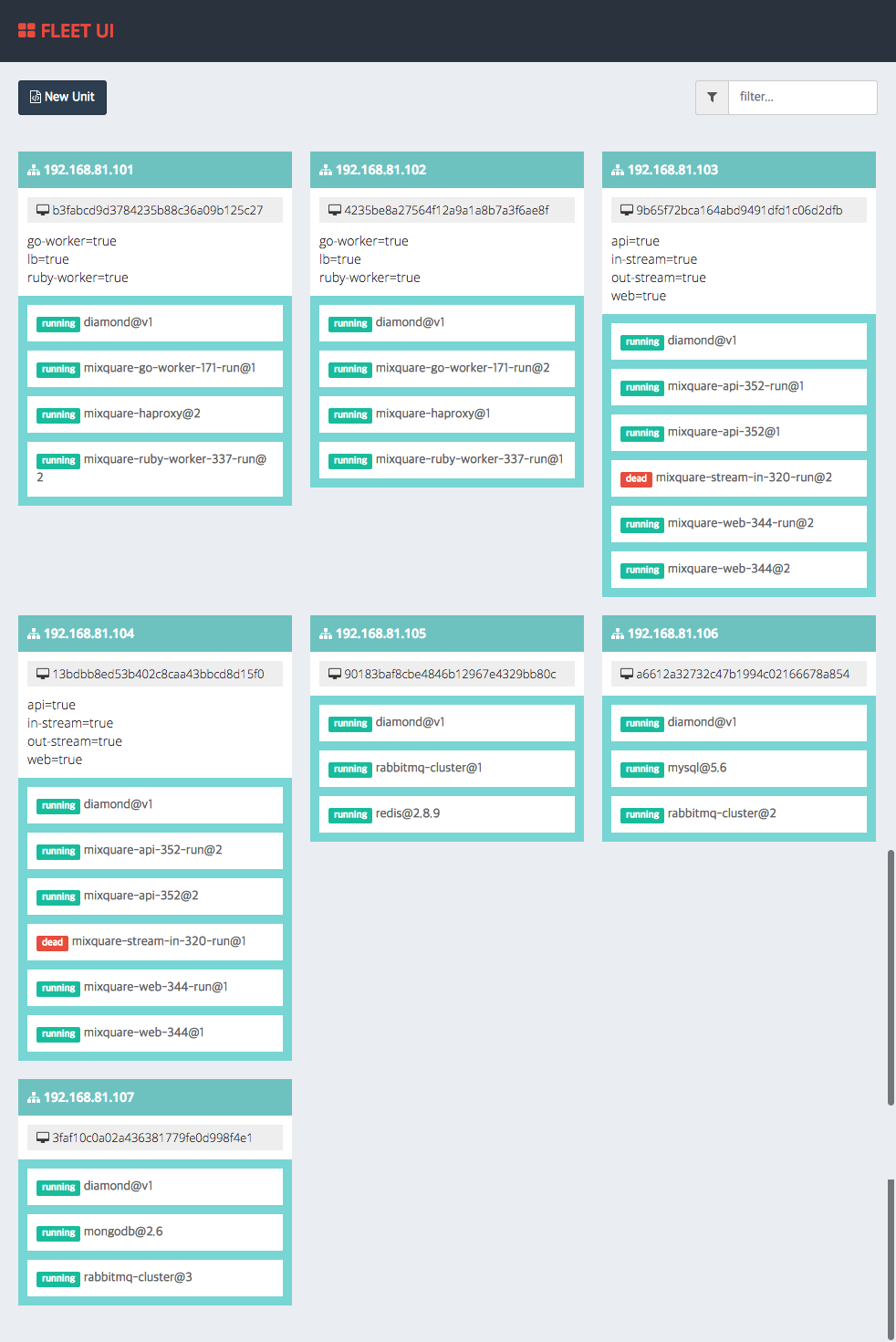 fleet-ui machine list