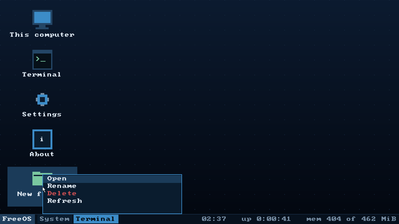 The context menu on a folder