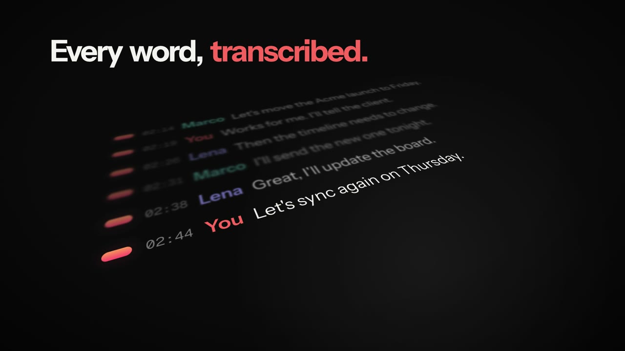A transcript with speakers and timestamps