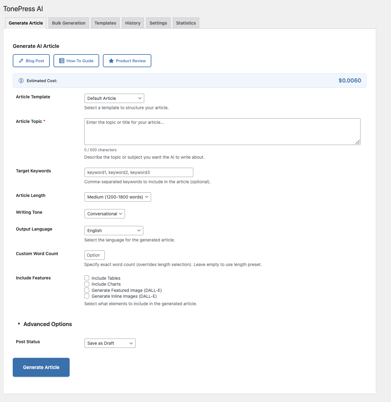 Generate Article
