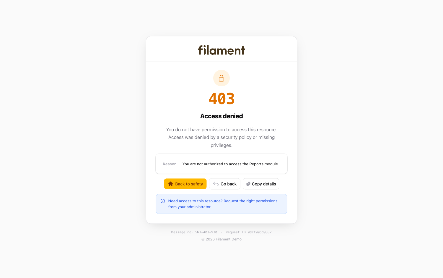 403 Access denied, light theme