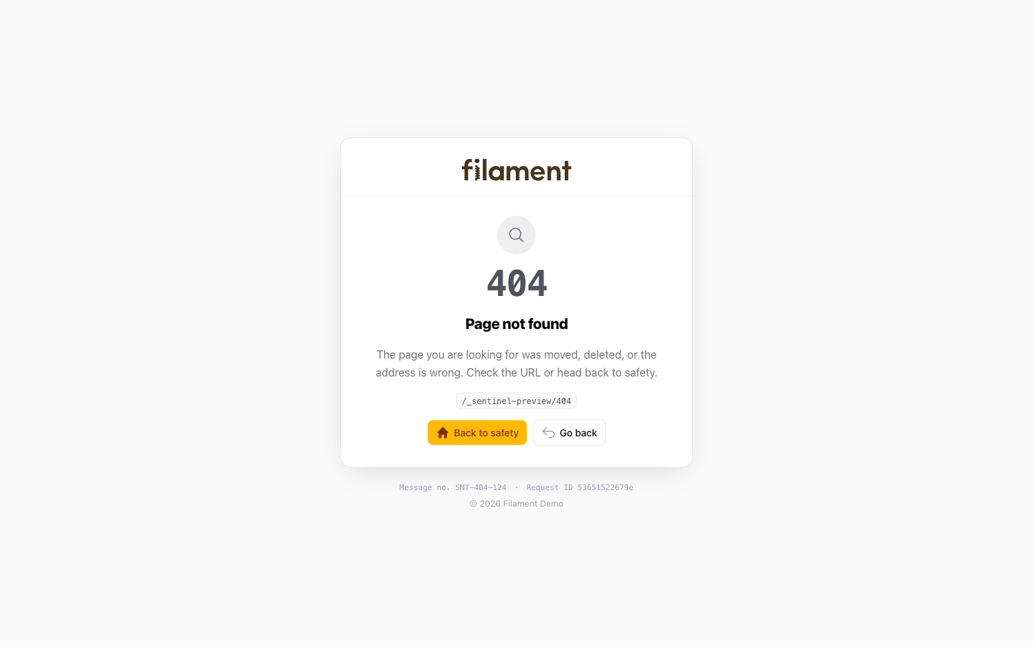 404 Page not found, light theme