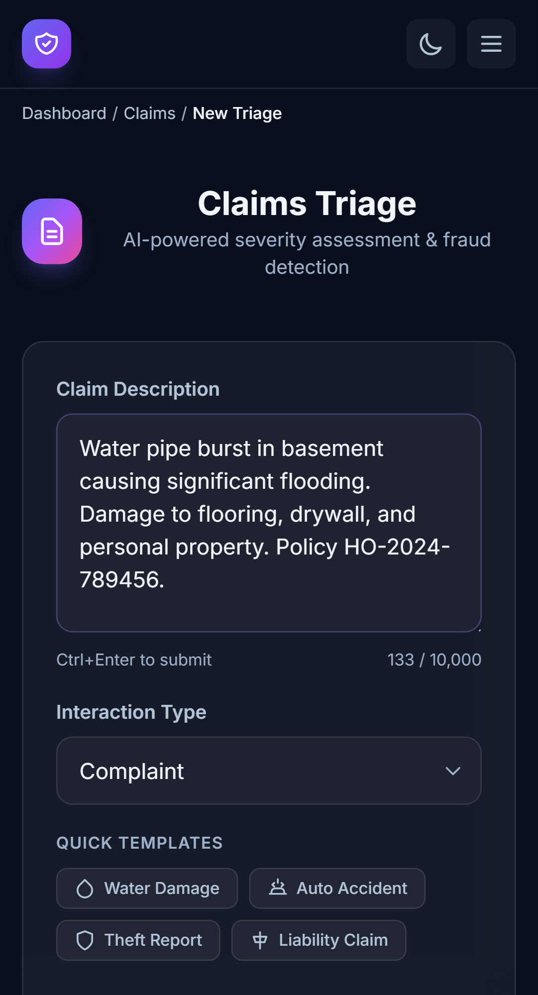 Claims Triage Form
