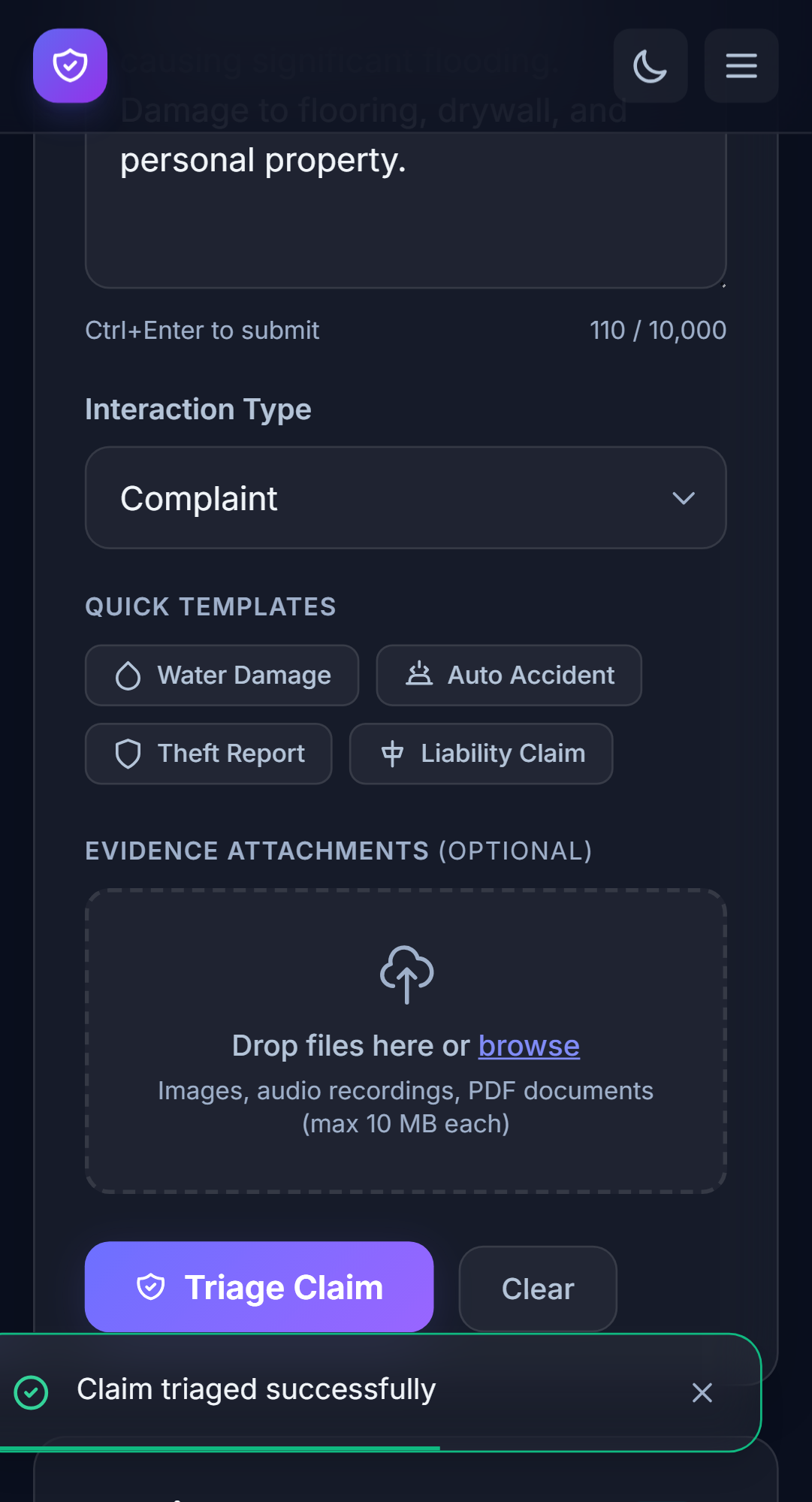 Claims Triage Results