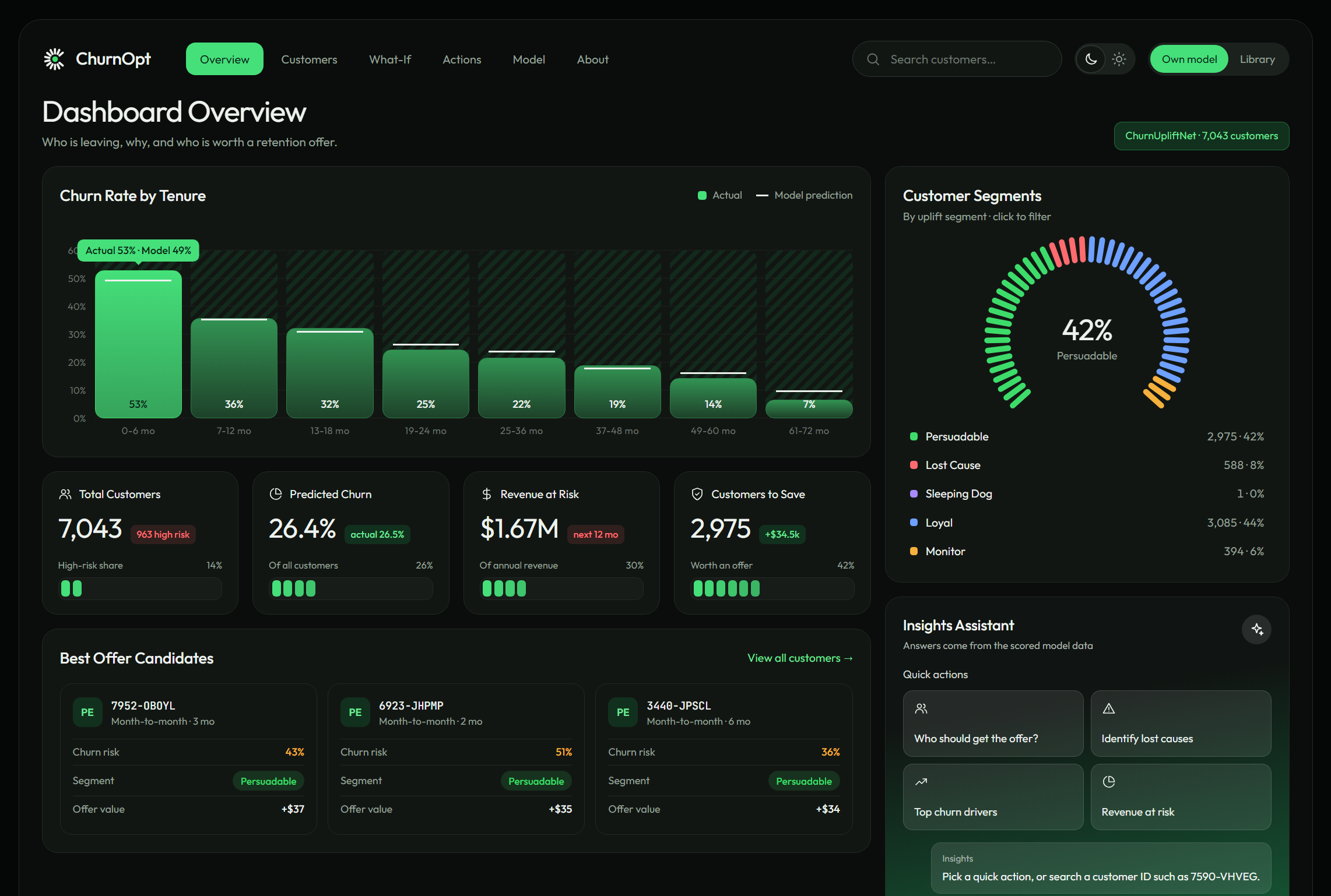 ChurnOpt dashboard