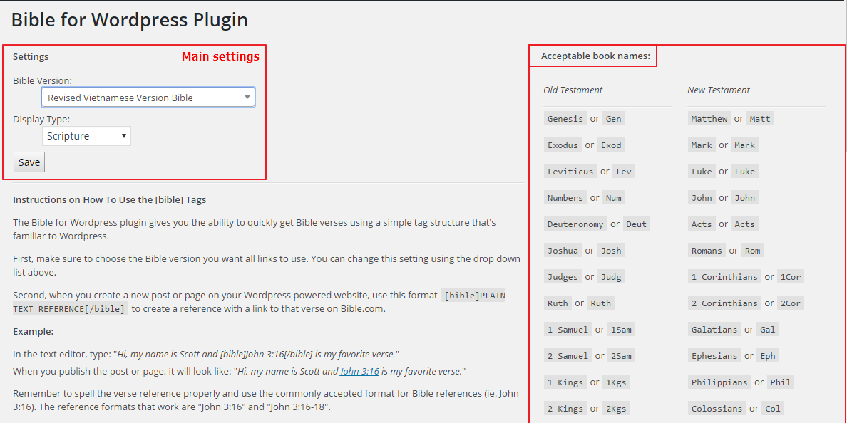 Setting Page