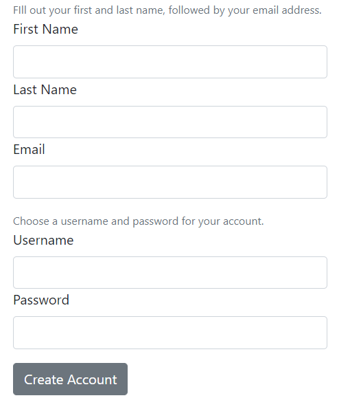 Create Account Page Demo