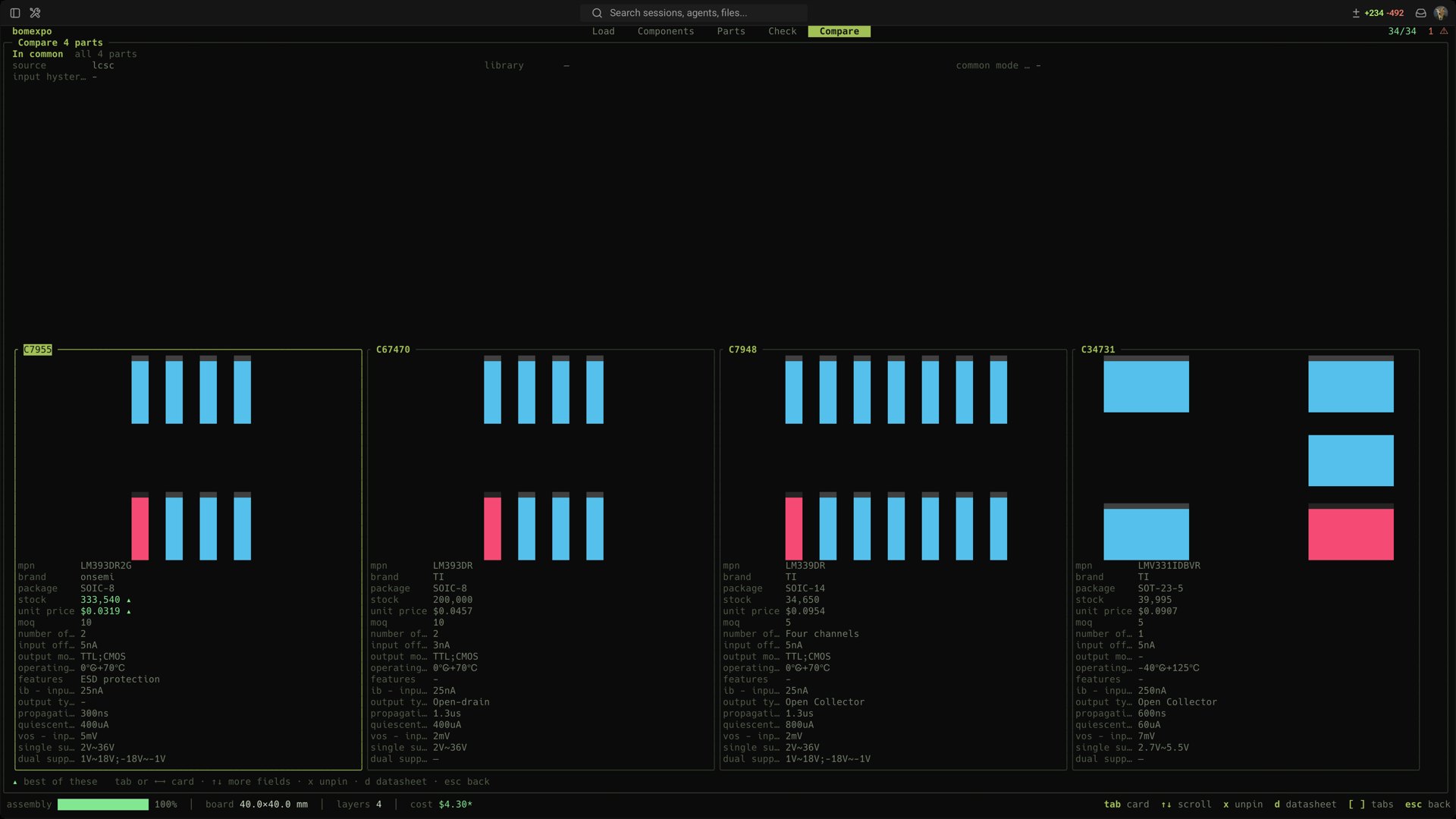 Compare tab