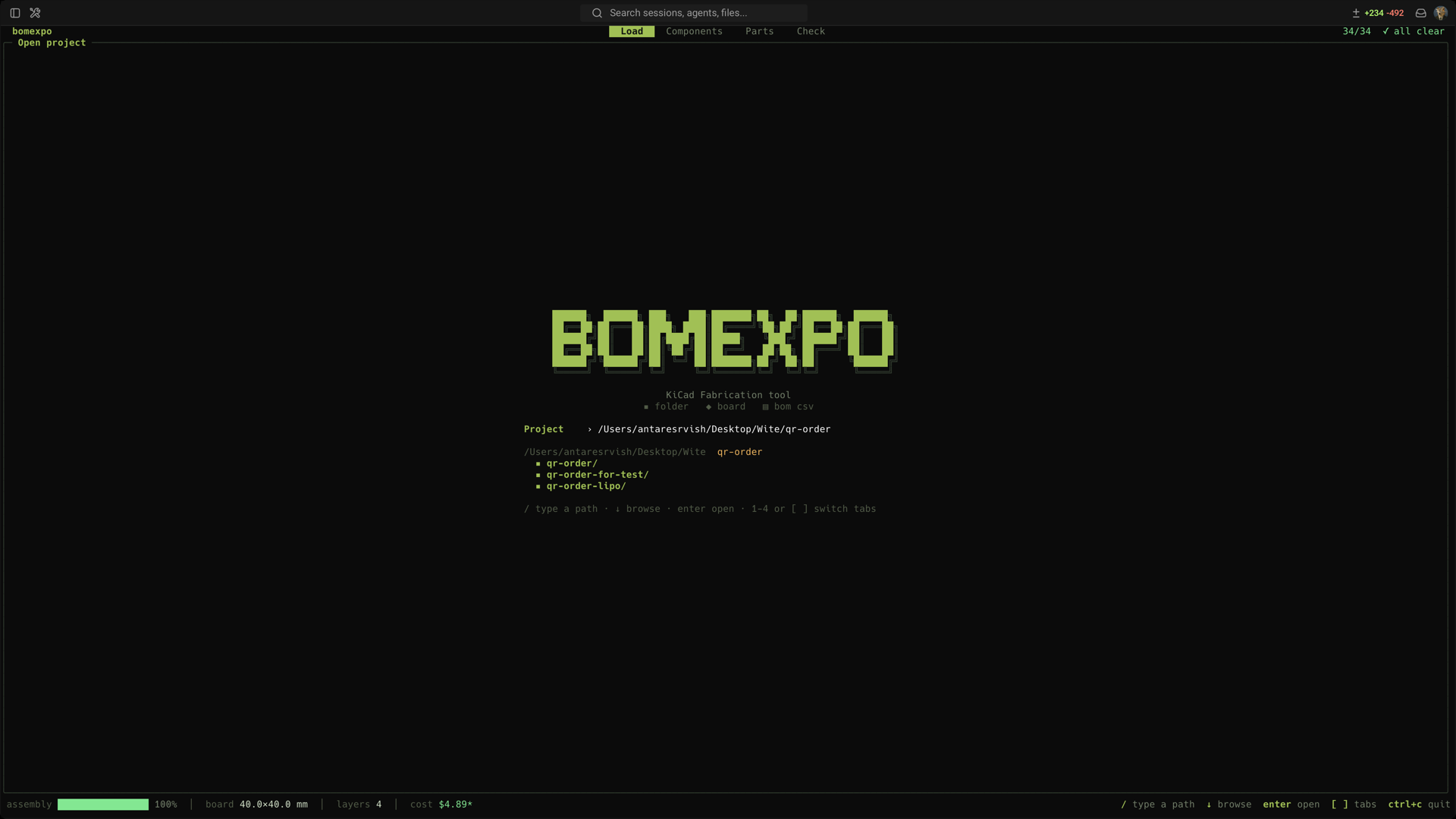 Load screen